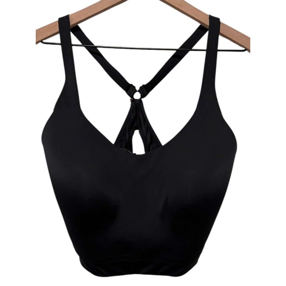 Athleta Advance‎ Sports Bra 38DD Black Padded High Support Racerback Adjustable